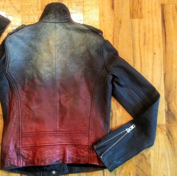 IRO BLACK LAMB LEATHER MOTORCYCLE CAFE JACKET SZ 0 - Picture 8 of 8